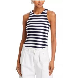L'Agence Women Size Small Nia‎ Ribbed Knit Striped Racerback Navy White